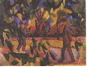 August Macke Riders and walkers at a parkway Germany oil painting artist